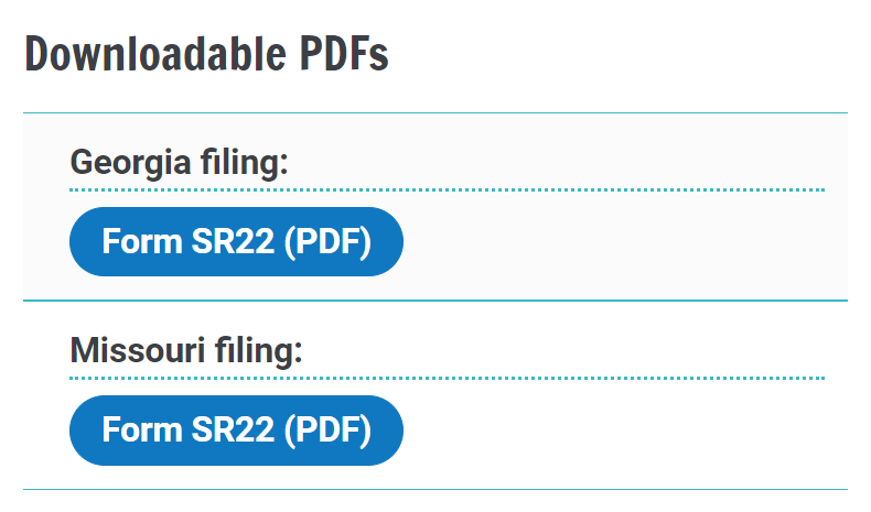 A screenshot of the improved SR22 and SR26 filing workflow that now allows users to generate PDFs for all states.